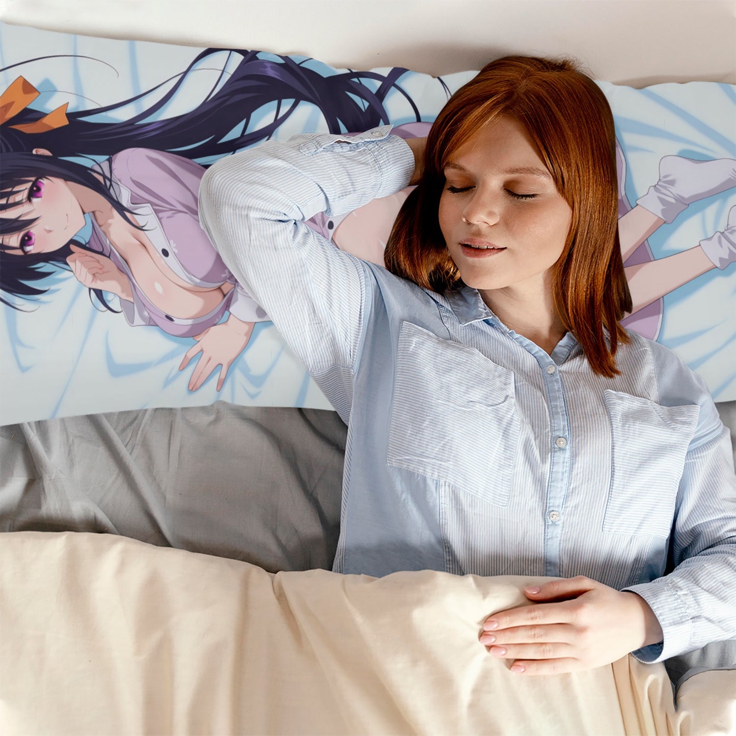 Akeno Himejima Anime Body Pillow Cover Body Pillow Case 20" x 54" (Two Sides)