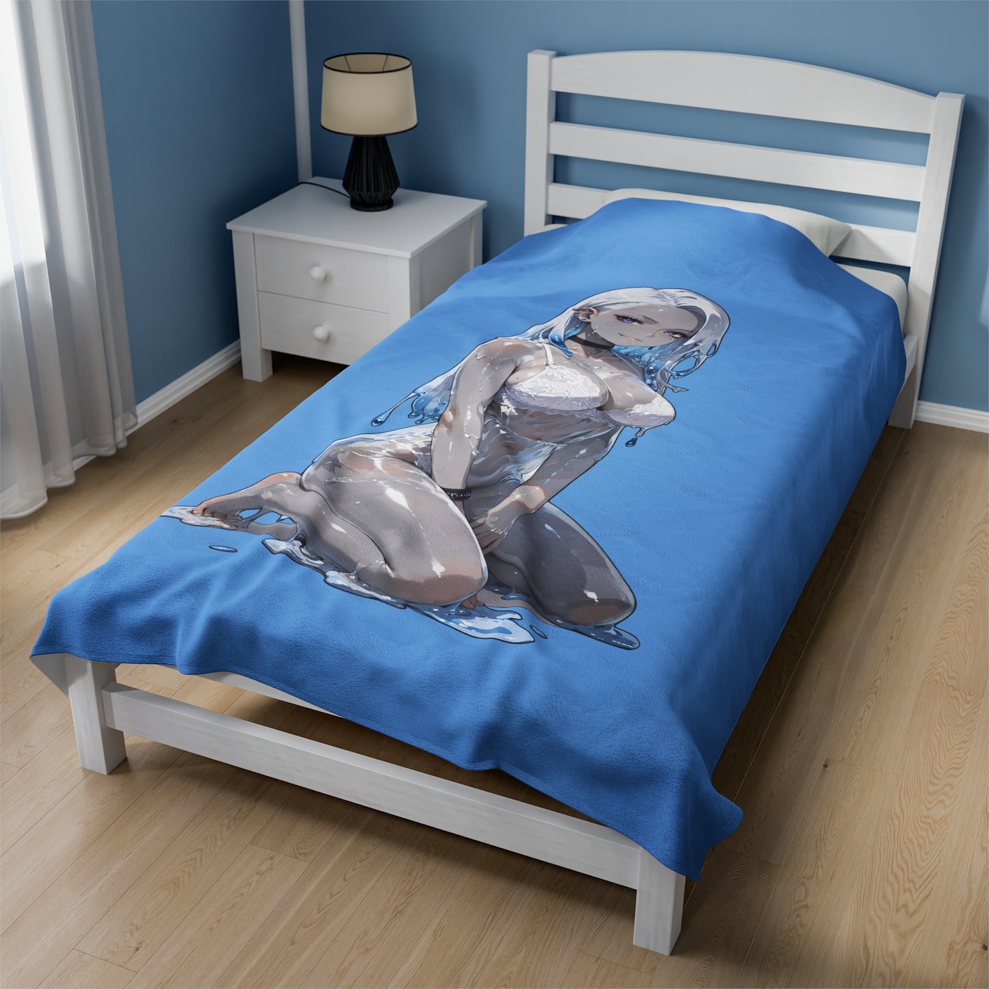 Anime Slime Girl Waifu - Verticle - Velveteen Plush Blanket