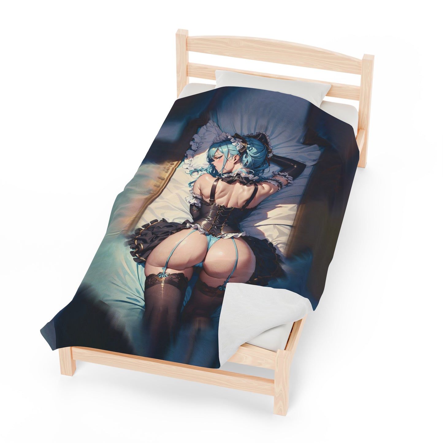 Steampunk Anime Waifu - Verticle - Velveteen Plush Blanket