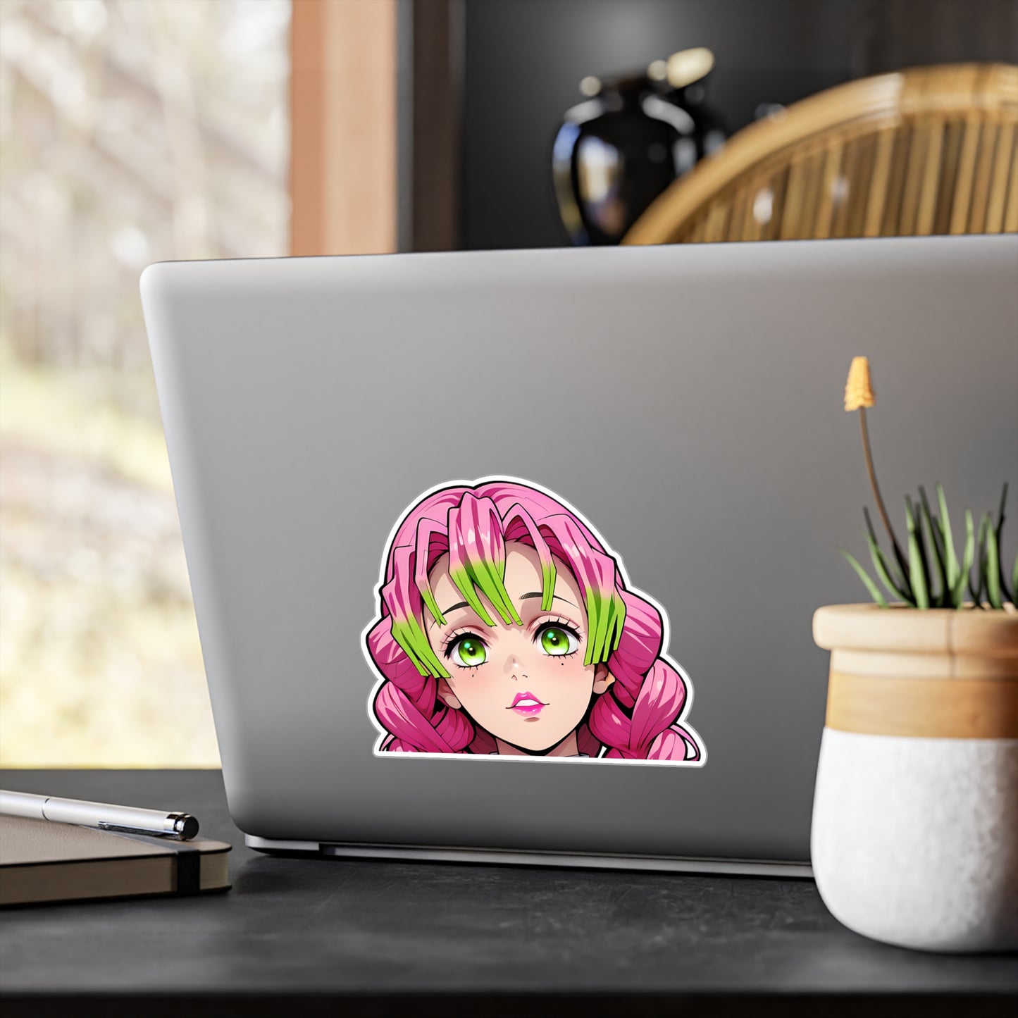 Mitsuri Kanroji002 Peeker - Demon Slayer Waifu - Kiss-Cut Vinyl Decals - AdehnoryGifts