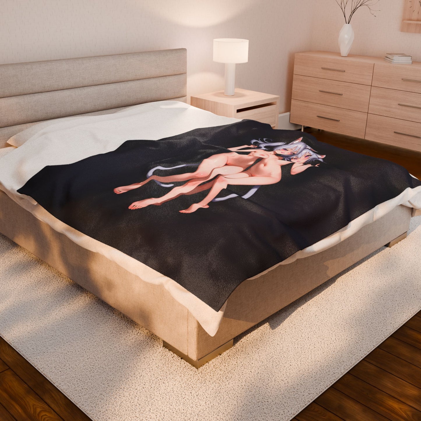 NekoGirl Twins Waifu - Velveteen Plush Blanket