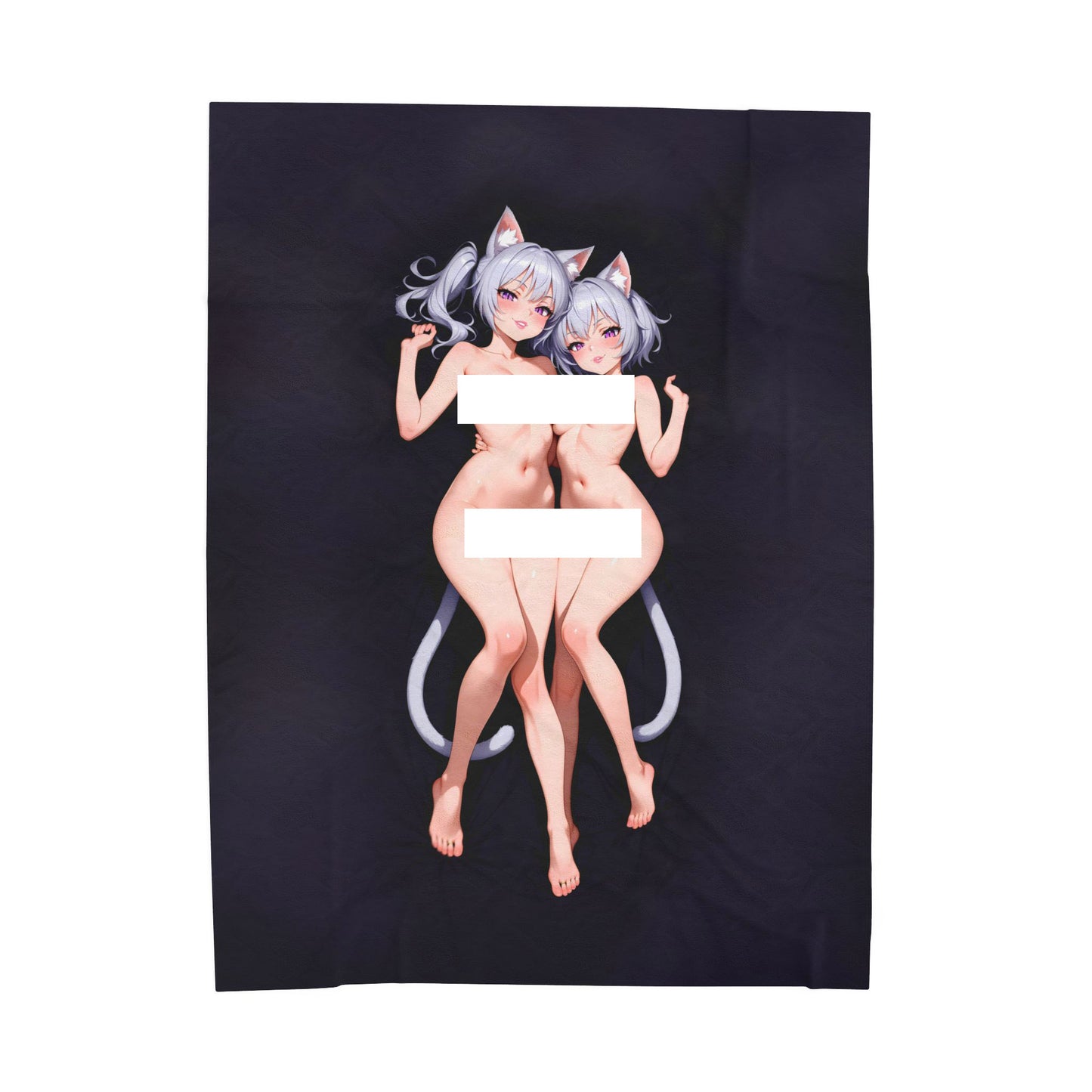 NekoGirl Twins Waifu - Velveteen Plush Blanket
