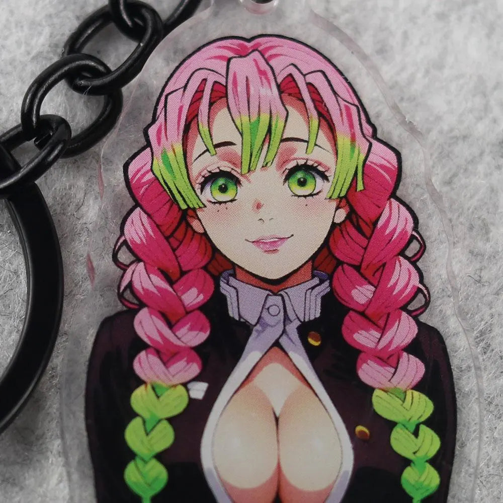 Mitsuri Kanroji Anime Acrylic Keychain β 3β Double-Sided Fan Art Charm - AdehnoryGifts