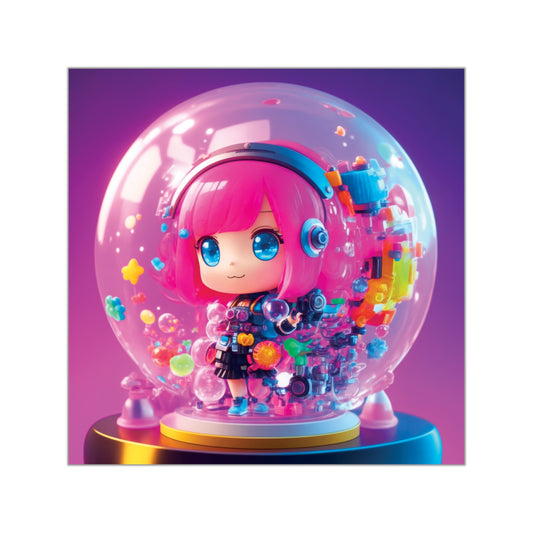 Kawaii Bubble005 - Square Vinyl Stickers