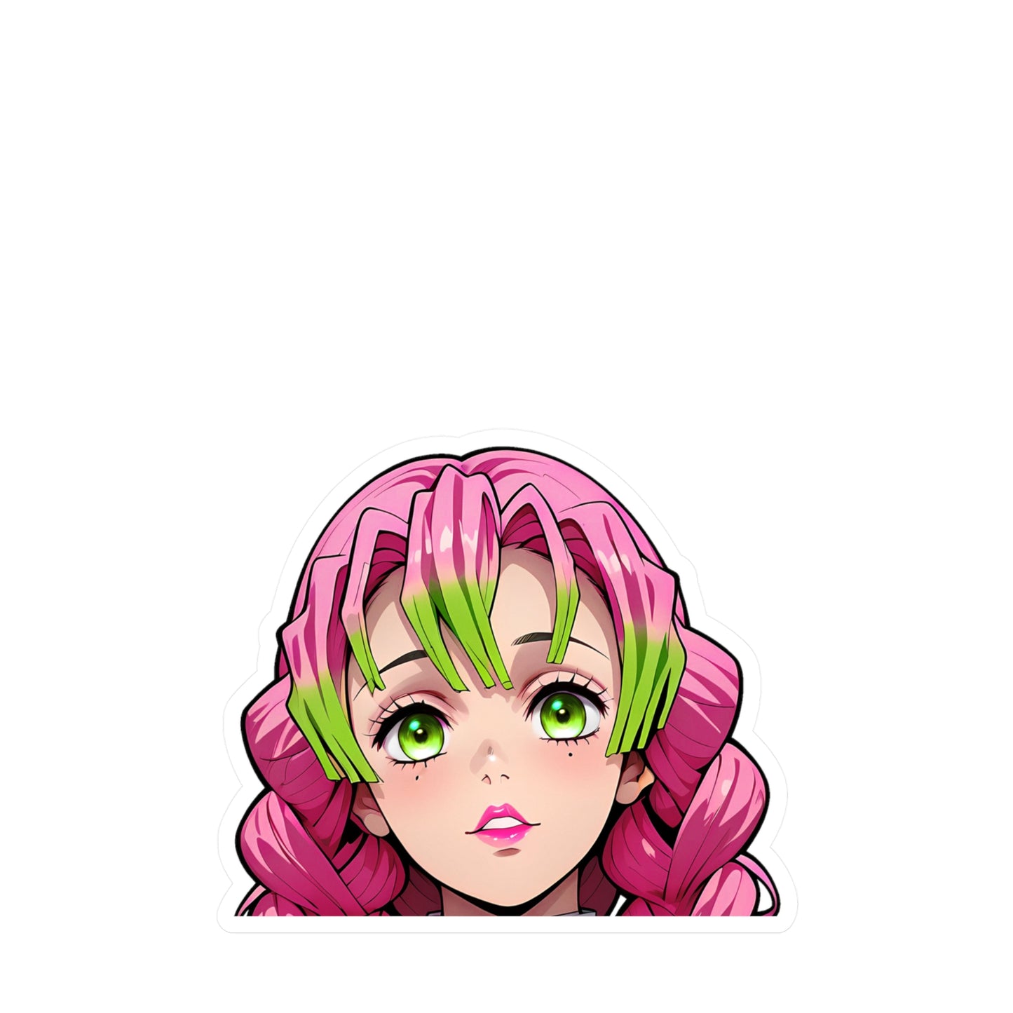 Mitsuri Kanroji002 Peeker - Demon Slayer Waifu - Kiss-Cut Vinyl Decals