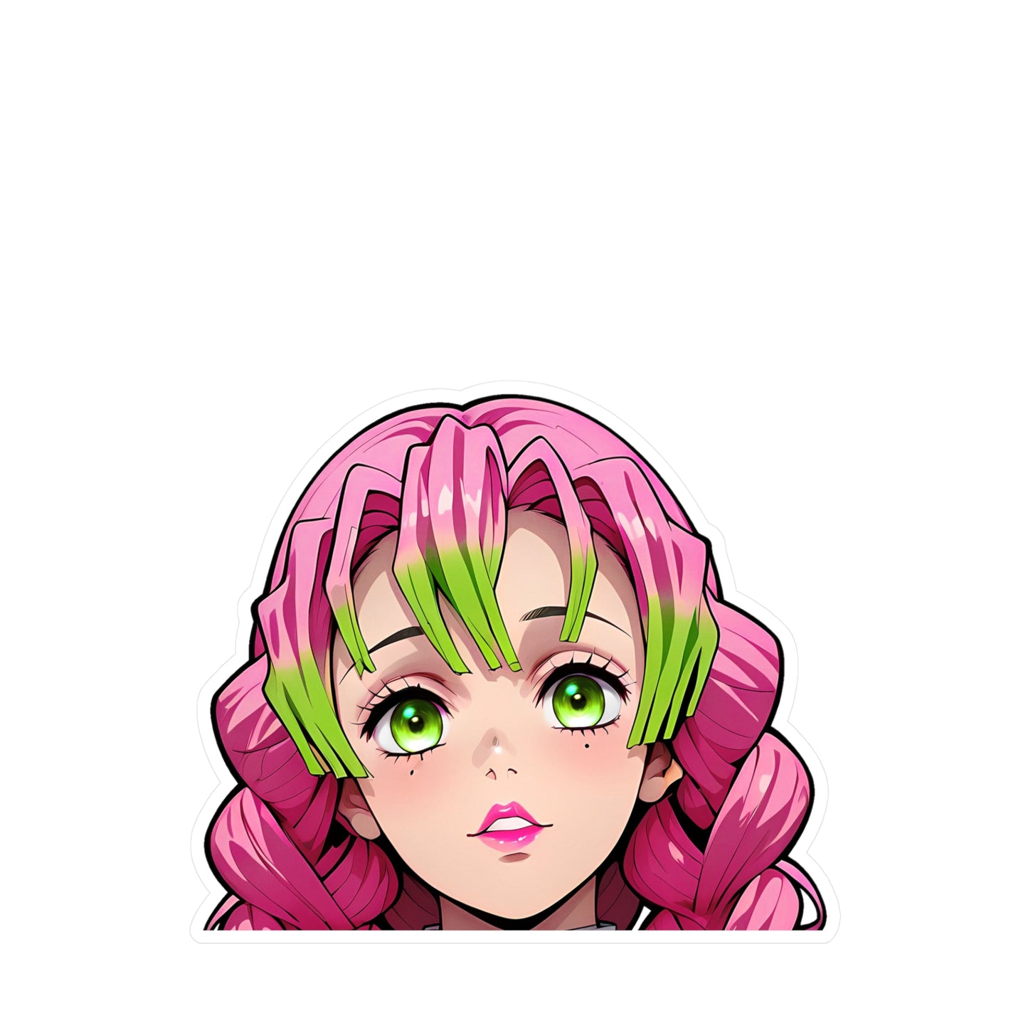 Mitsuri Kanroji002 Peeker - Demon Slayer Waifu - Kiss-Cut Vinyl Decals