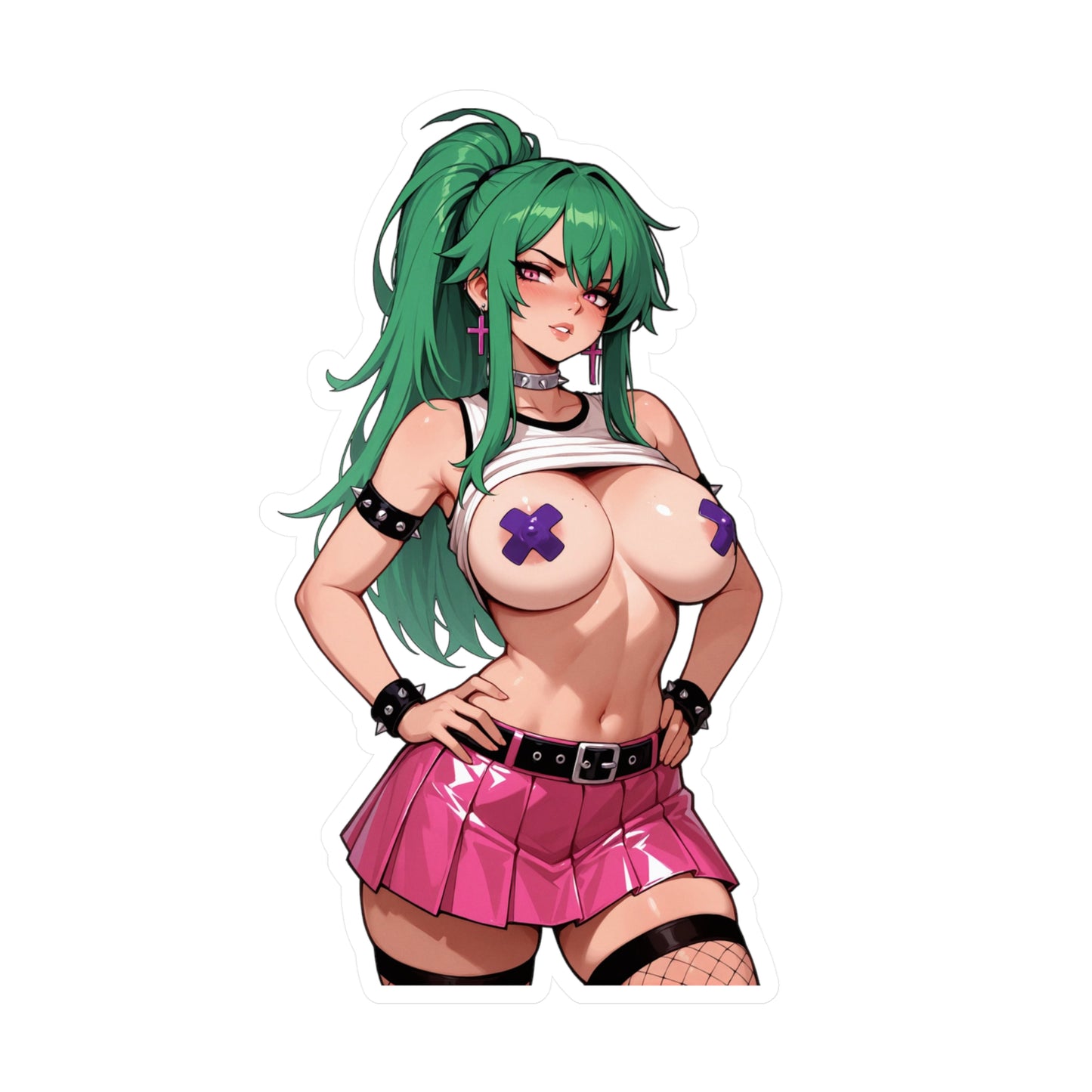 Busty PunkGirl Waifu002 - Anime Waifu DieCut Stickers