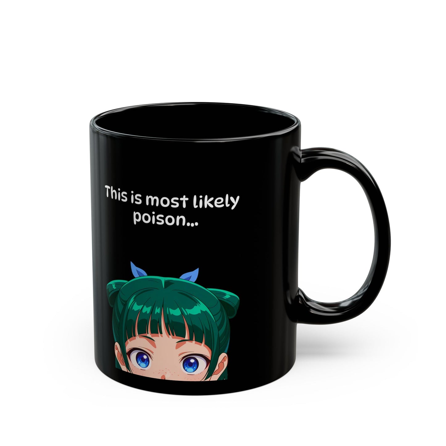 MaoMao Apothecary Diaries Black Ceramic Mug - Glossy Anime Coffee Cup