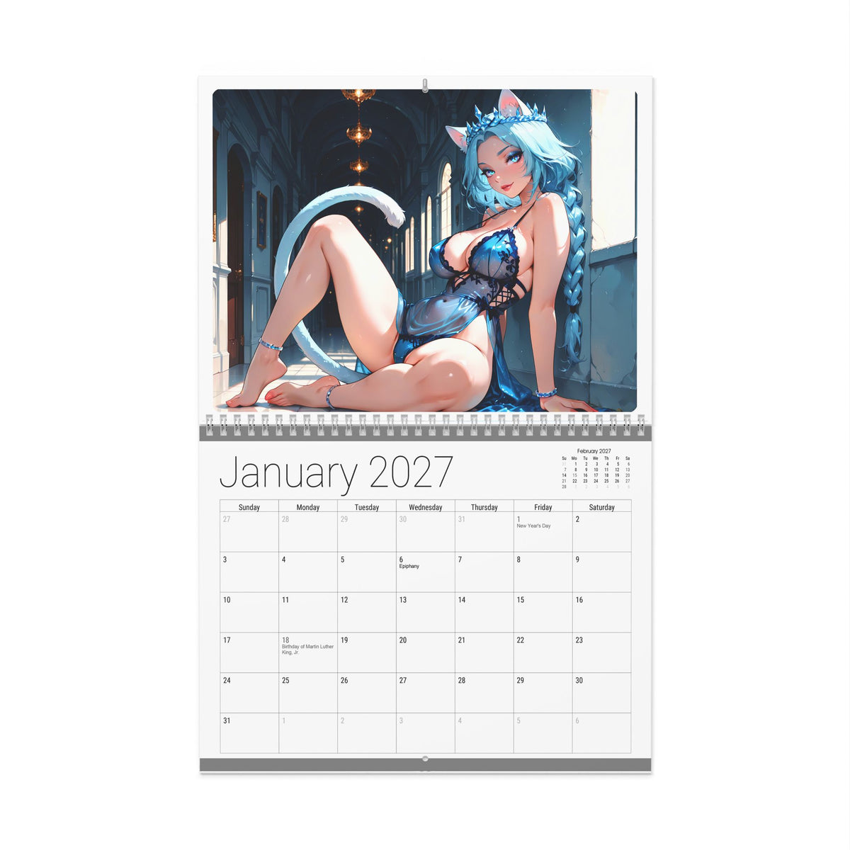 2027 Lingerie Neko Girls Wall Calendar by AnimeStickiePop