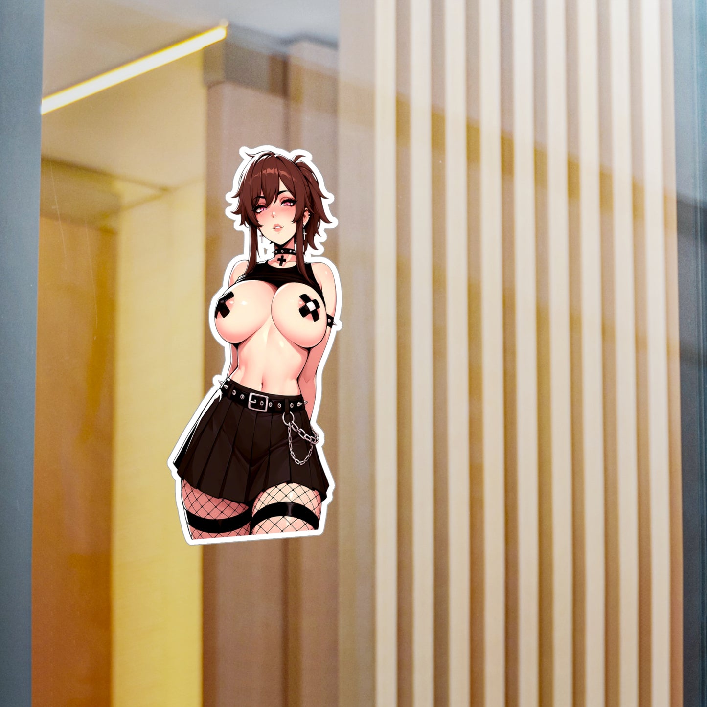 Busty PunkGirl Waifu001 - Anime Waifu DieCut Stickers