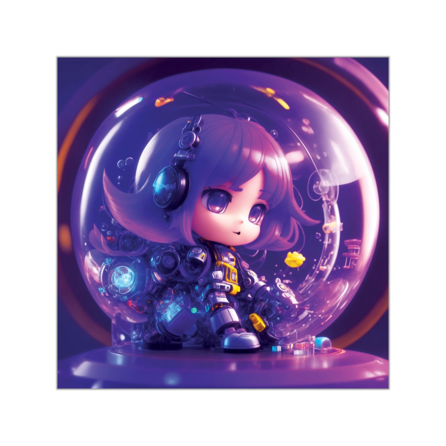 Kawaii Bubble001 - Square Vinyl Stickers