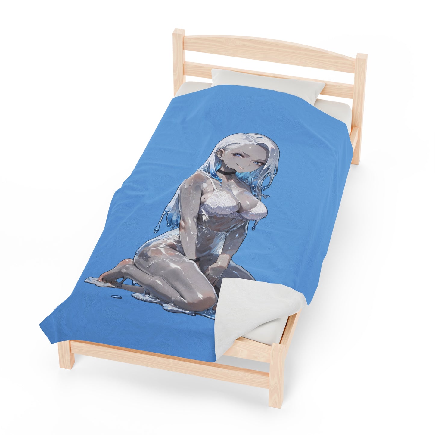 Anime Slime Girl Waifu - Verticle - Velveteen Plush Blanket