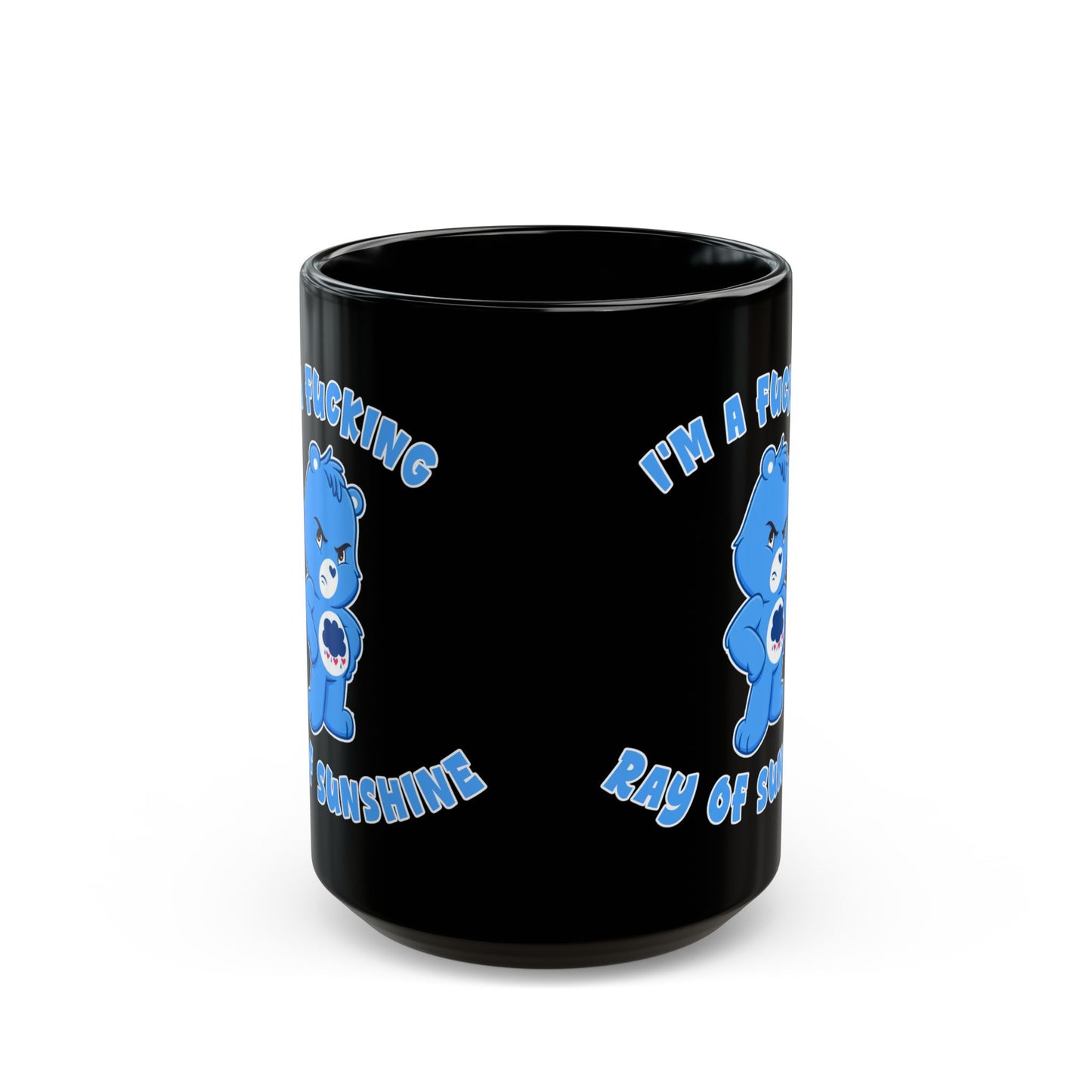 Ray of Sunshine Black Ceramic Mug - Glossy Coffee Cup