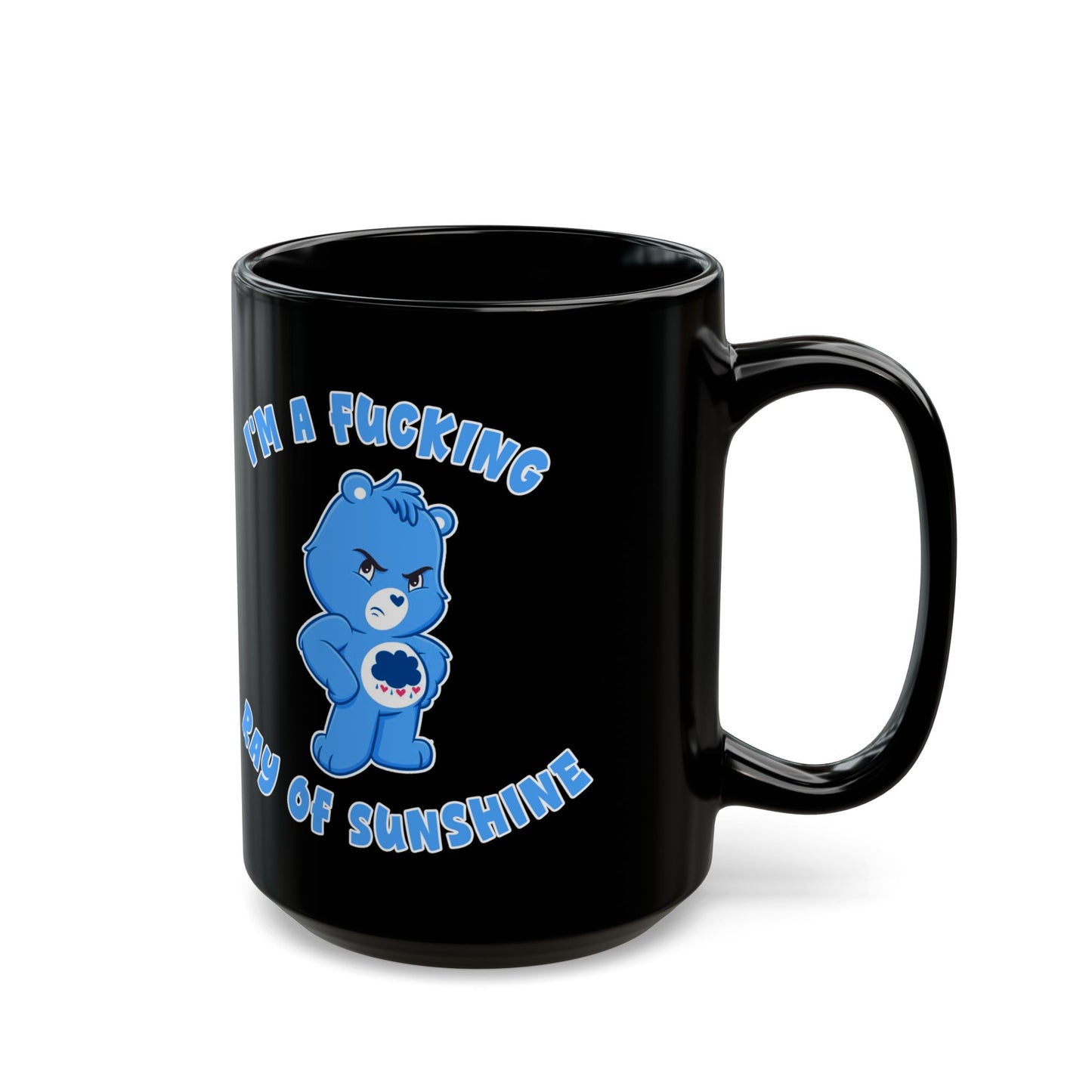 Ray of Sunshine Black Ceramic Mug - Glossy Coffee Cup