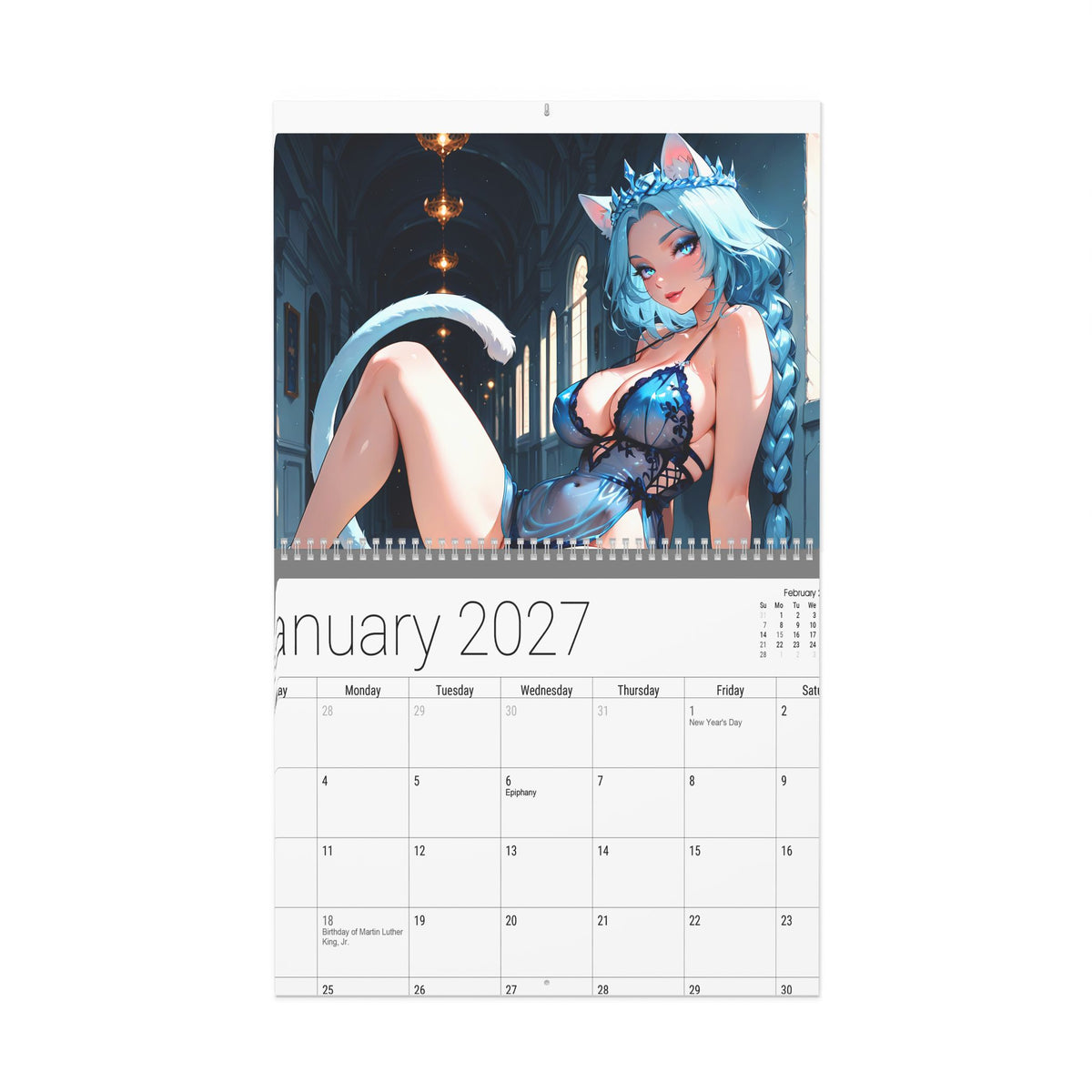 2027 Lingerie Neko Girls Wall Calendar by AnimeStickiePop