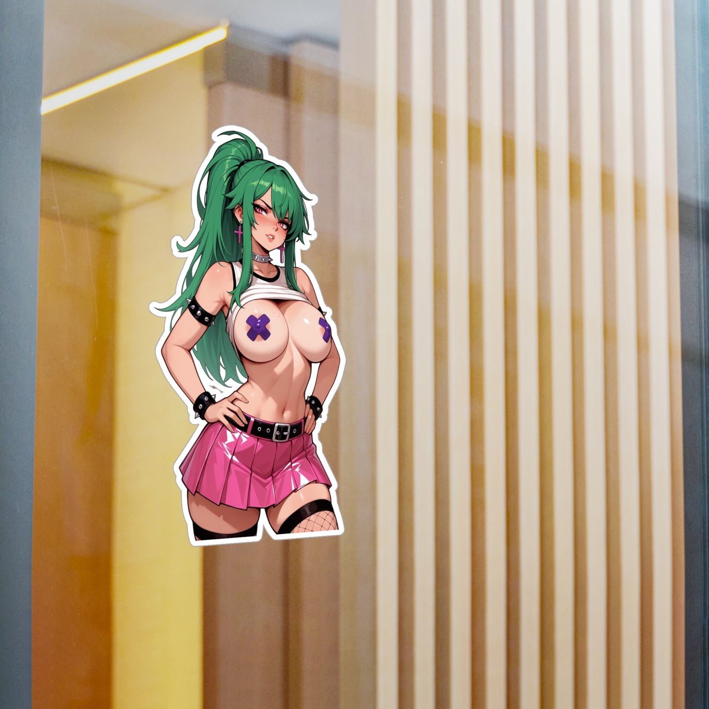 Busty PunkGirl Waifu002 - Anime Waifu DieCut Stickers
