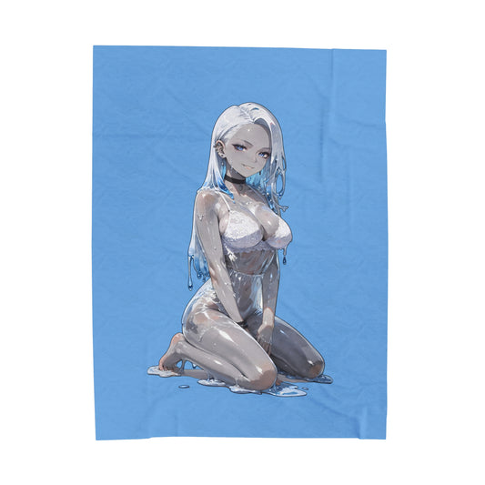 Anime Slime Girl Waifu - Verticle - Velveteen Plush Blanket