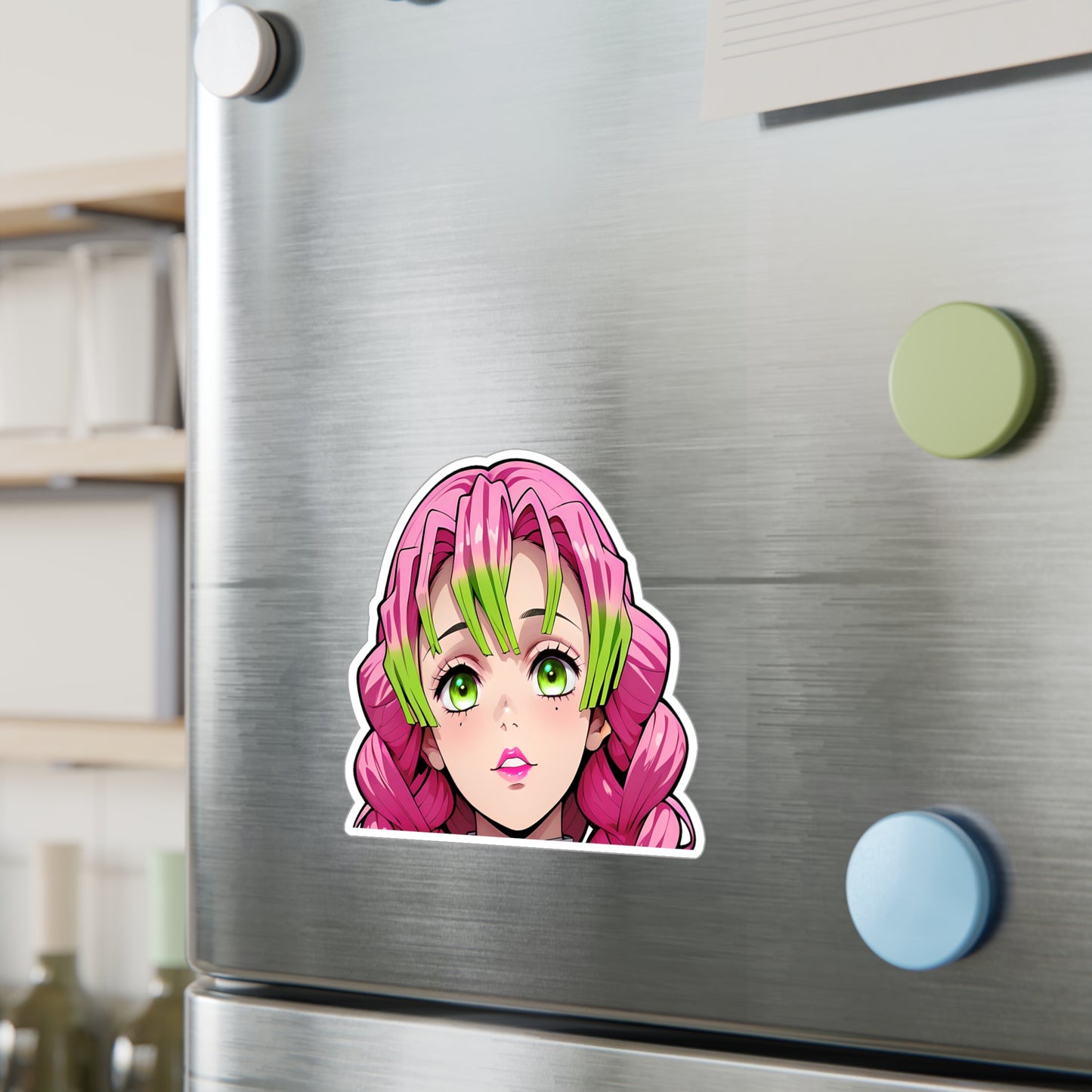 Mitsuri Kanroji002 Peeker - Demon Slayer Waifu - Kiss-Cut Vinyl Decals