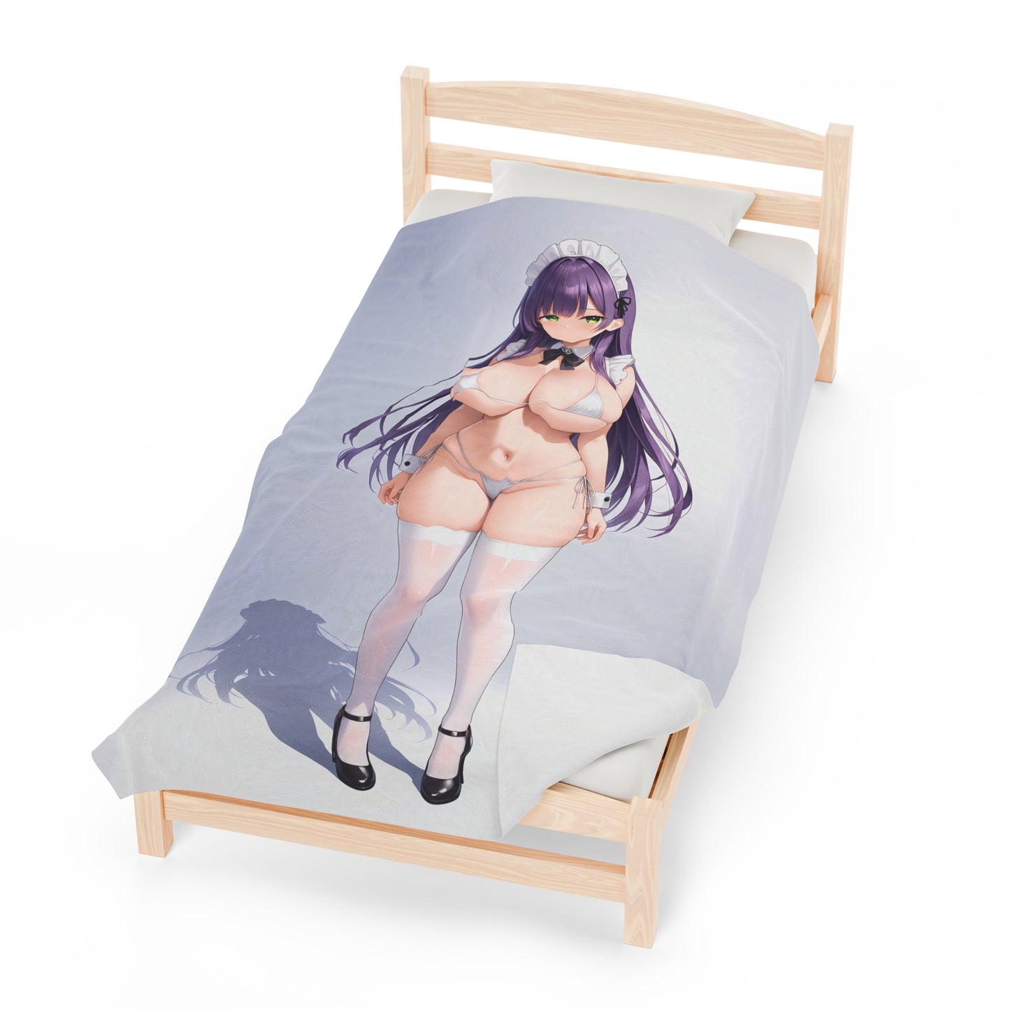 Busty and Curvy Anime Waifu - Verticle - Velveteen Plush Blanket