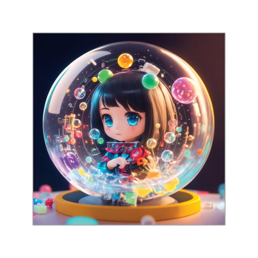 Kawaii Bubble009 - Square Vinyl Stickers