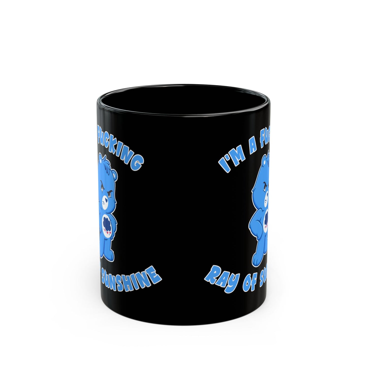 Ray of Sunshine Black Ceramic Mug - Glossy Coffee Cup