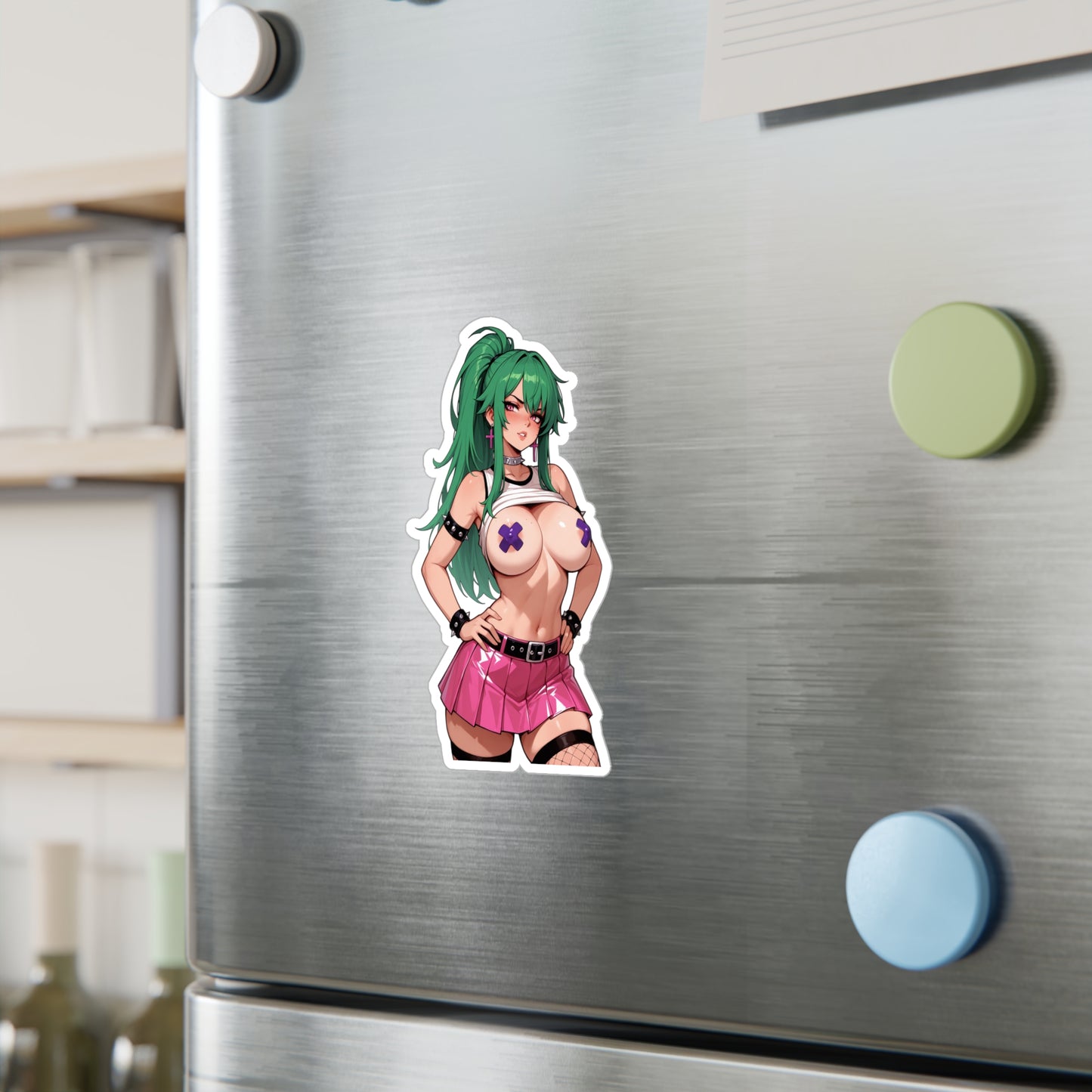 Busty PunkGirl Waifu002 - Anime Waifu DieCut Stickers