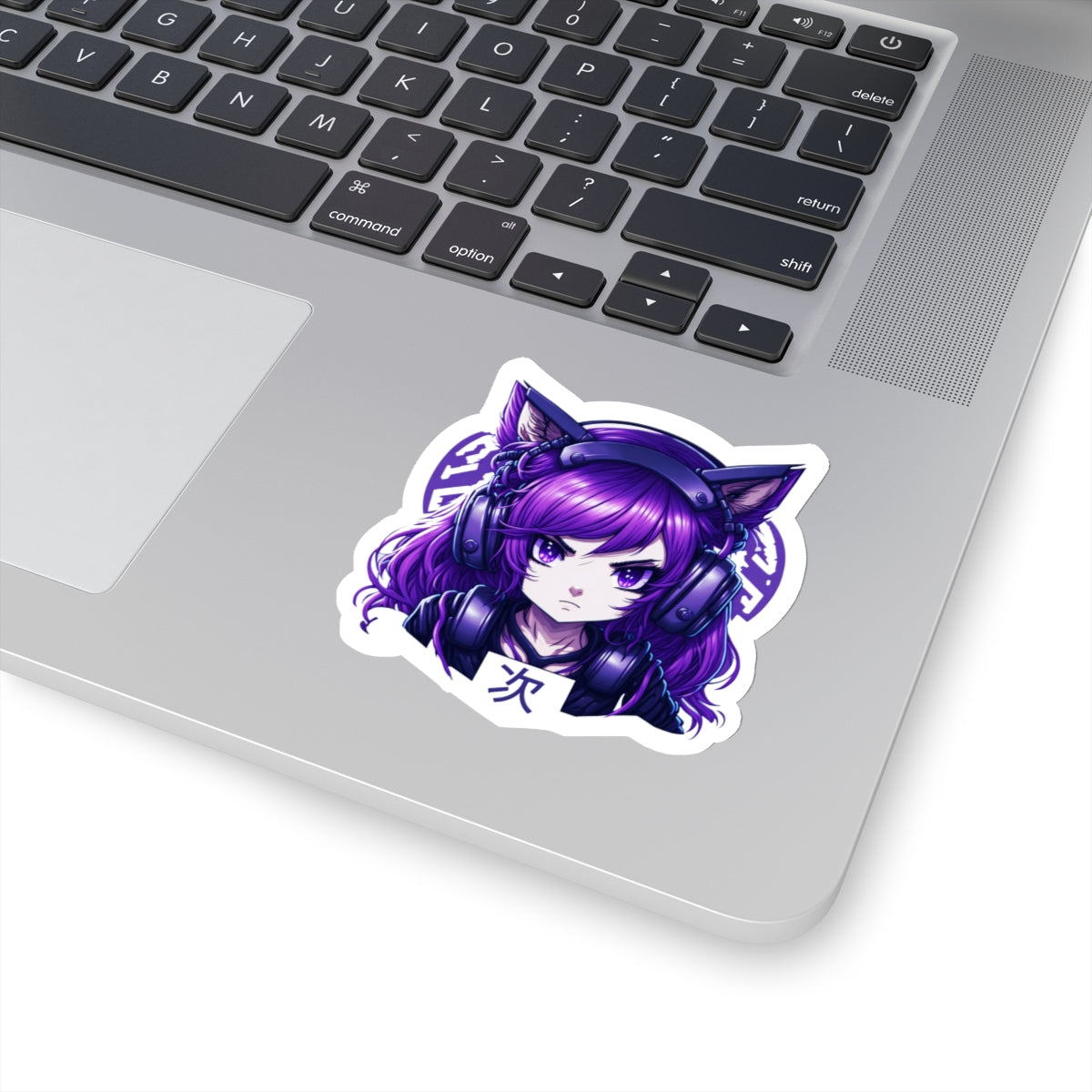 Purple Anime Gamer Girl Kiss-Cut Stickers