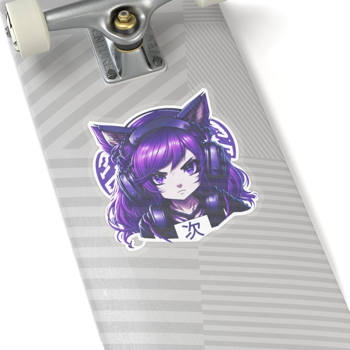 Purple Anime Gamer Girl Kiss-Cut Stickers