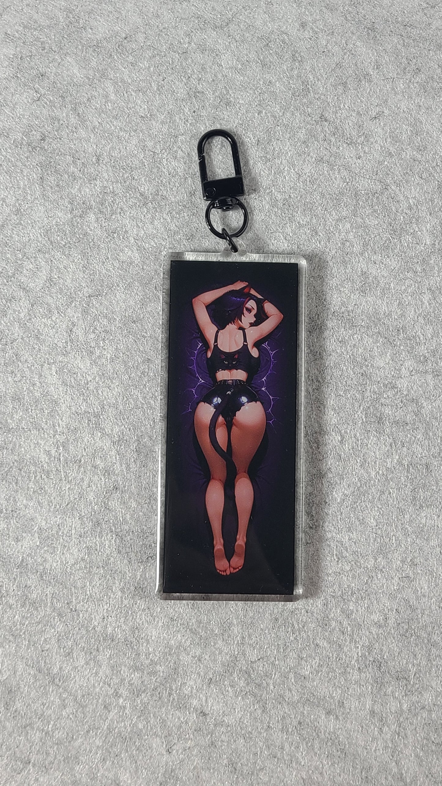 Anime CatGirl Waifu Dakimakura Keychain – 4” Double-Sided Fan Art Charm