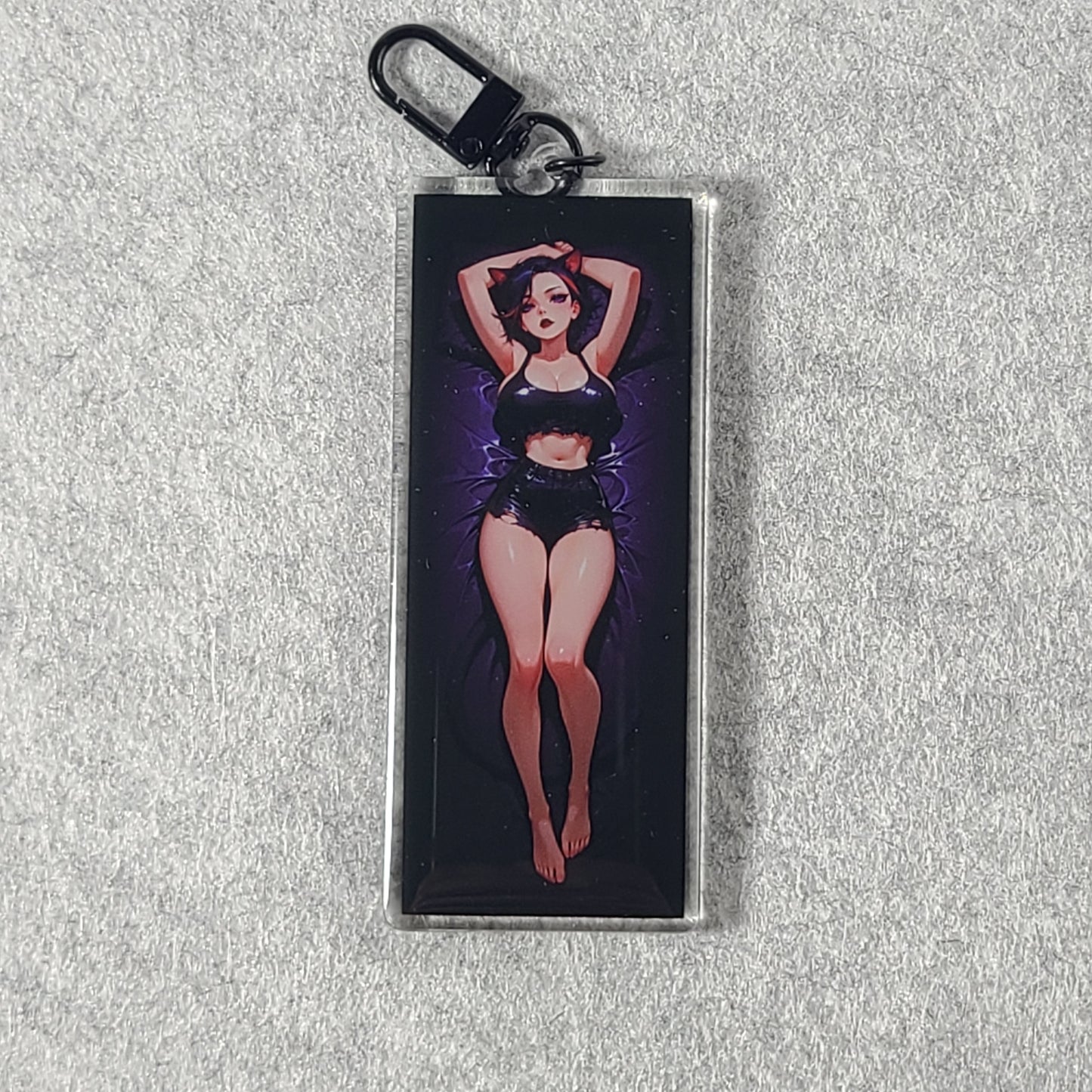 Anime CatGirl Waifu Dakimakura Keychain – 4” Double-Sided Fan Art Charm