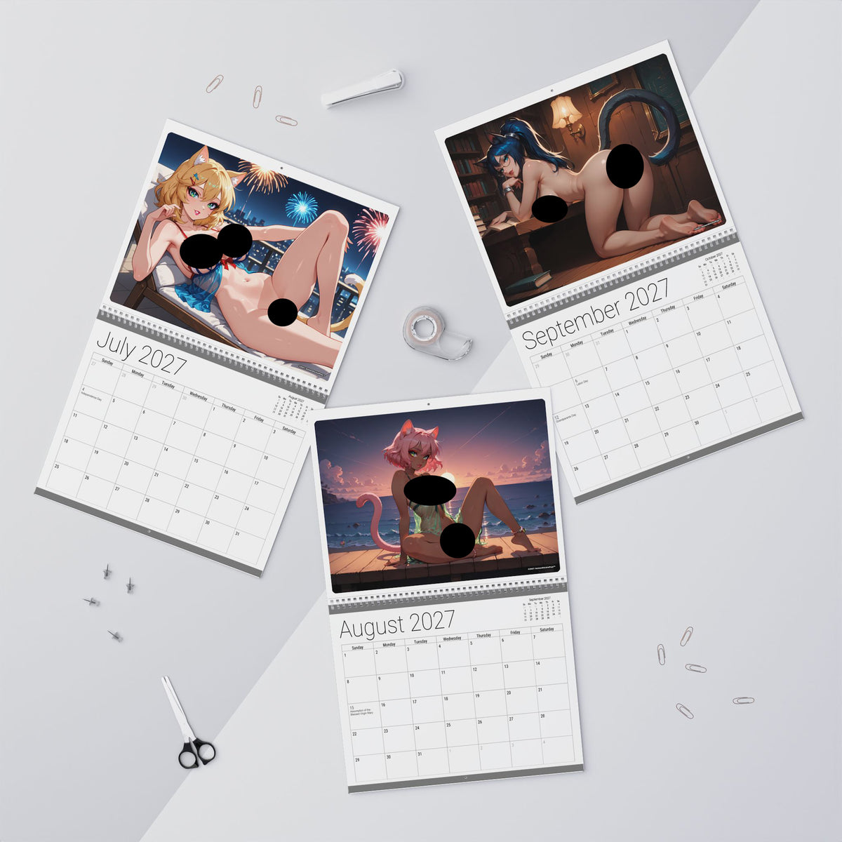 2027 Naughty NekoGirls Wall Calendar by AnimeStickiePop