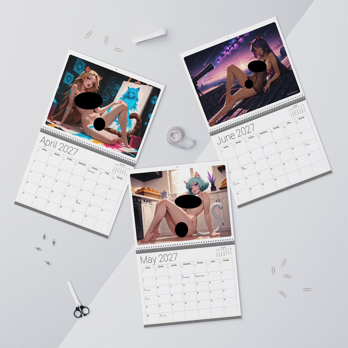 2027 Naughty NekoGirls Wall Calendar by AnimeStickiePop