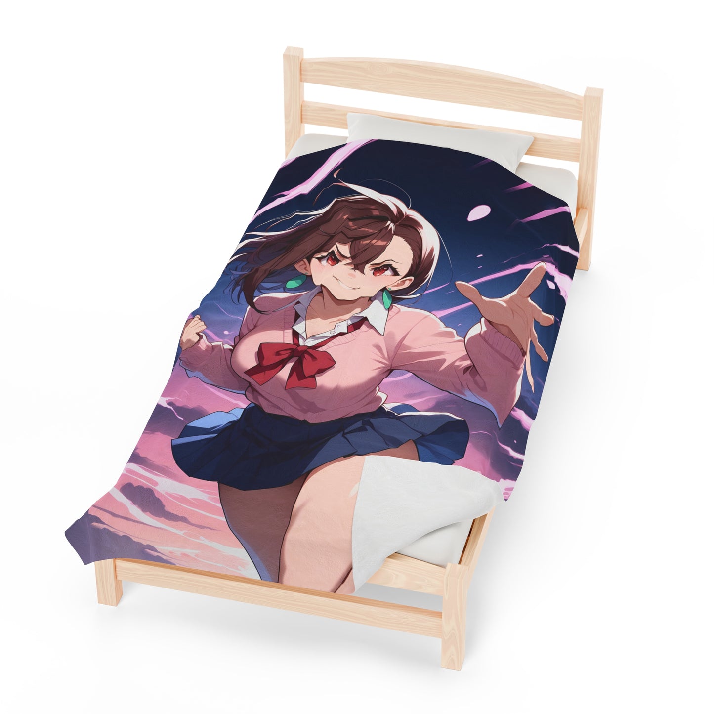 Momo Ayase Anime Waifu - Verticle - Velveteen Plush Blanket