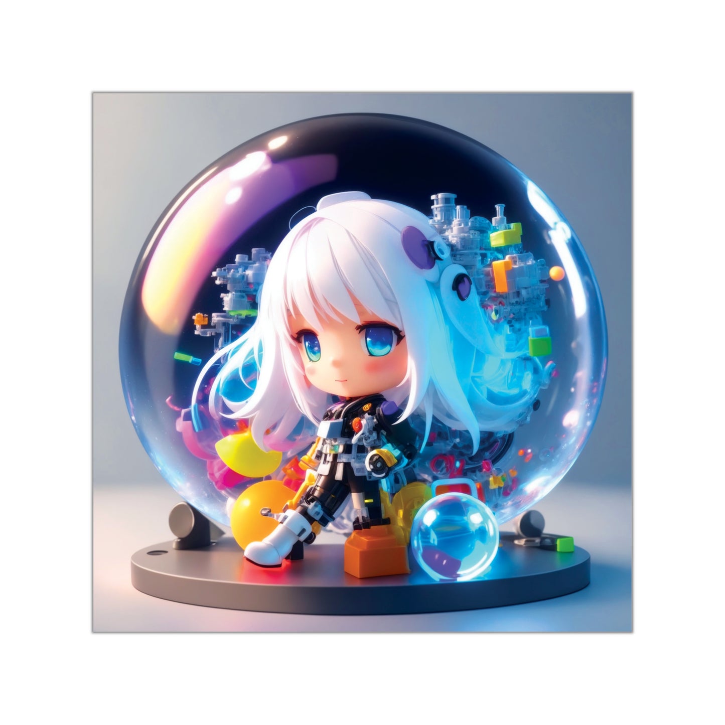 Kawaii Bubble003 - Square Vinyl Stickers