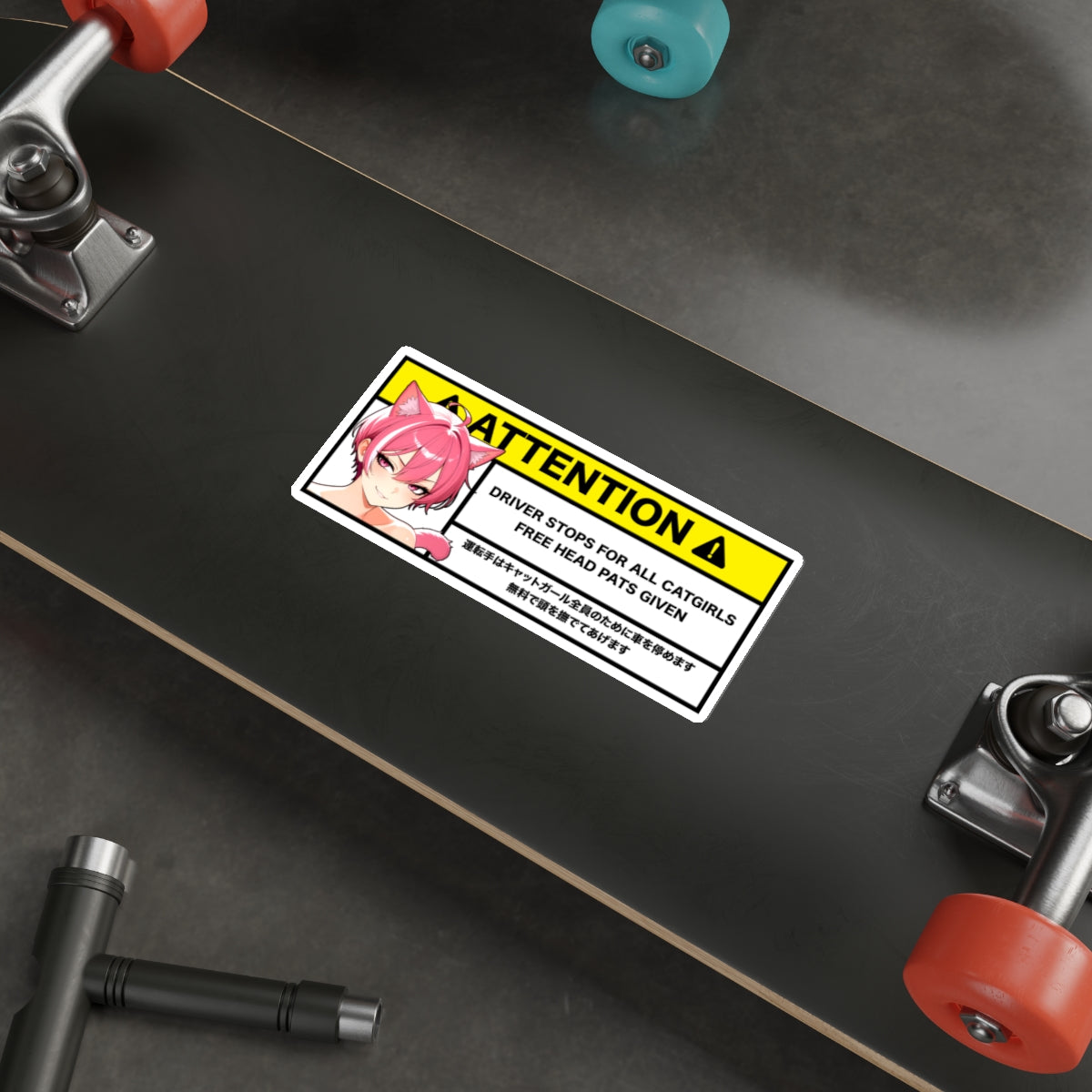 Driver Stops for CatGirls | Anime Warning Stickers | Otaku Car and Laptop Decals