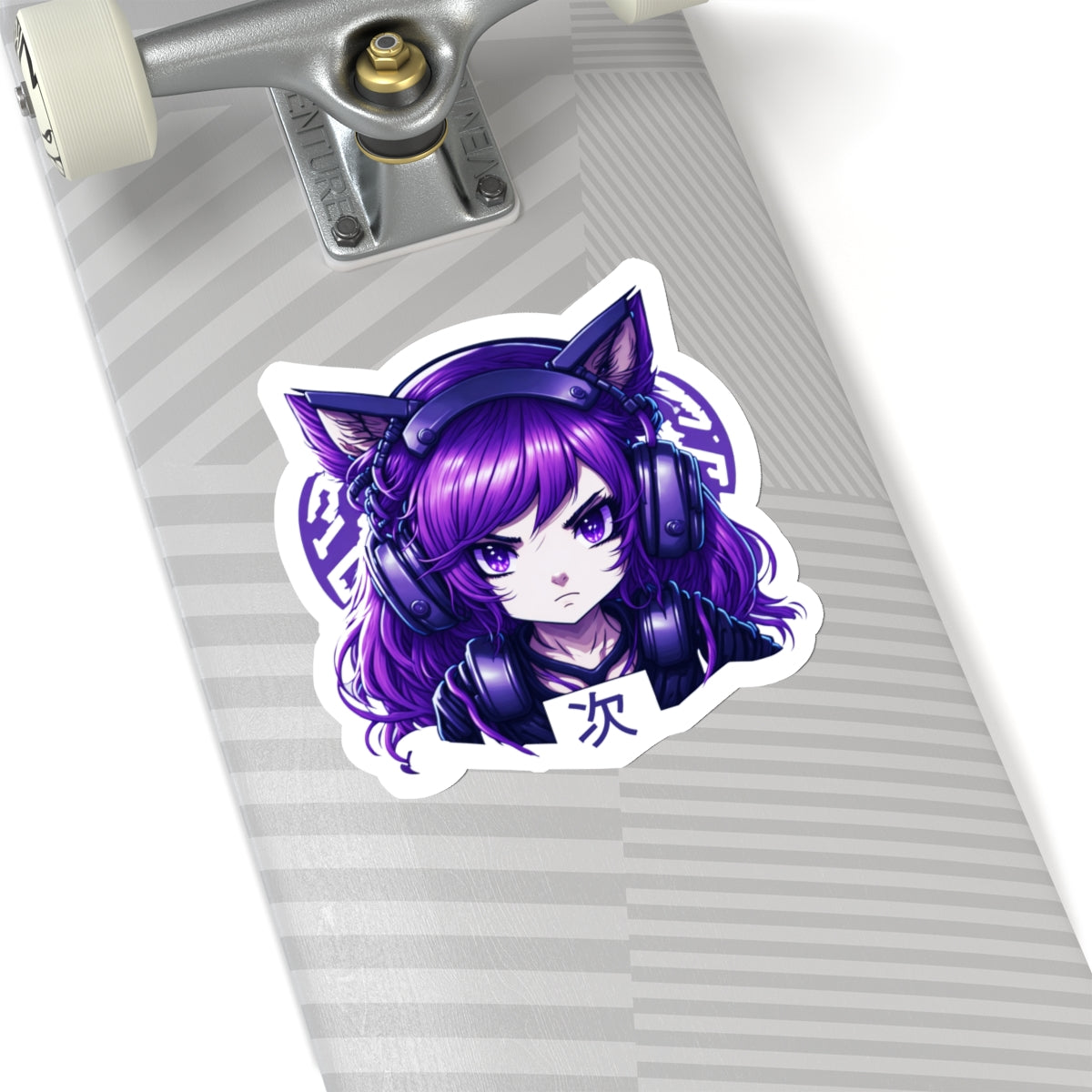 Purple Anime Gamer Girl Kiss-Cut Stickers