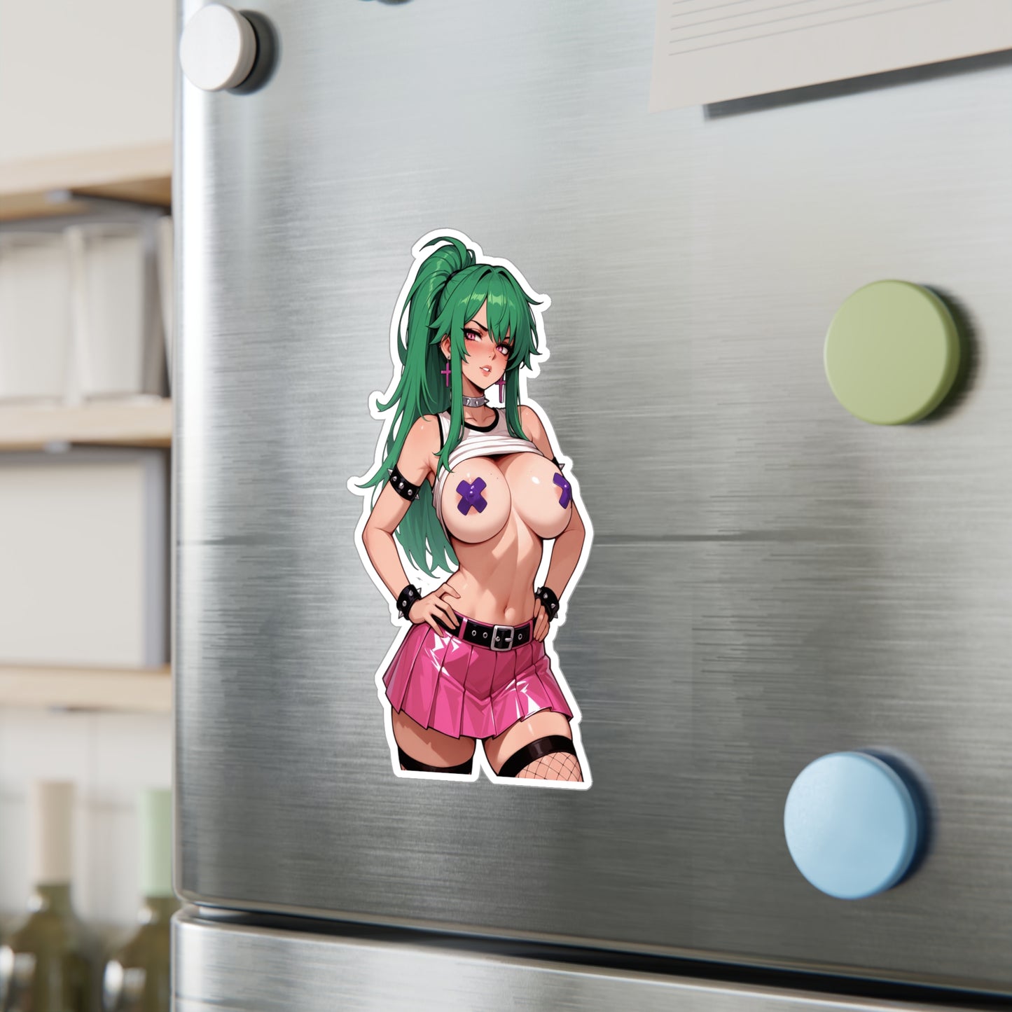 Busty PunkGirl Waifu002 - Anime Waifu DieCut Stickers