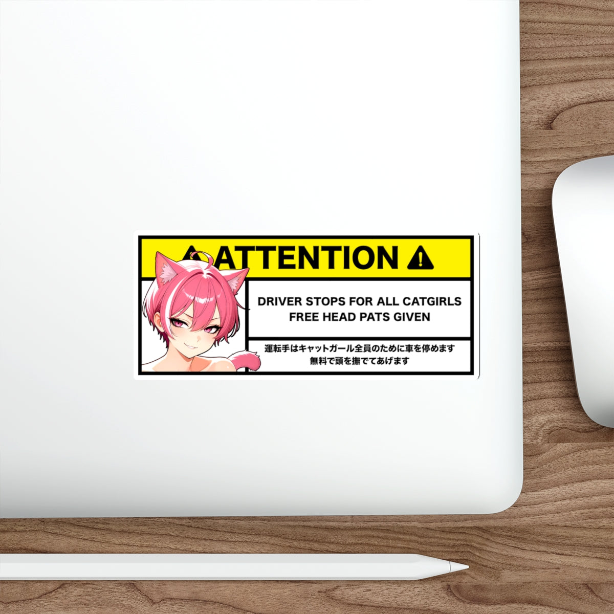 Driver Stops for CatGirls | Anime Warning Stickers | Otaku Car and Laptop Decals