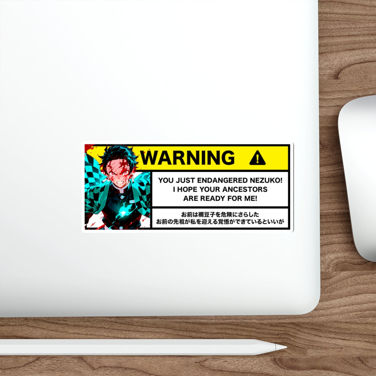 You Just Endangered Nezuko | Anime Warning Stickers | Otaku Car and Laptop Decals