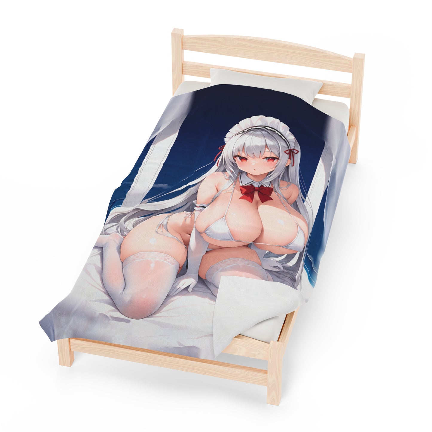 Busty and Curvy Anime Waifu - Verticle - Velveteen Plush Blanket
