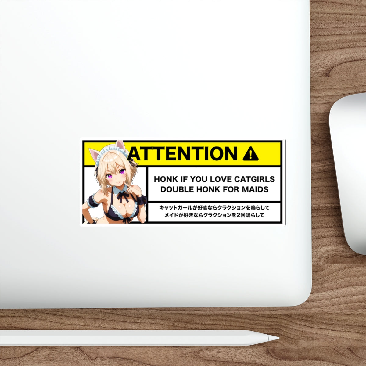 Honk If you Love CatGirls | Anime Warning Stickers | Otaku Car and Laptop Decals