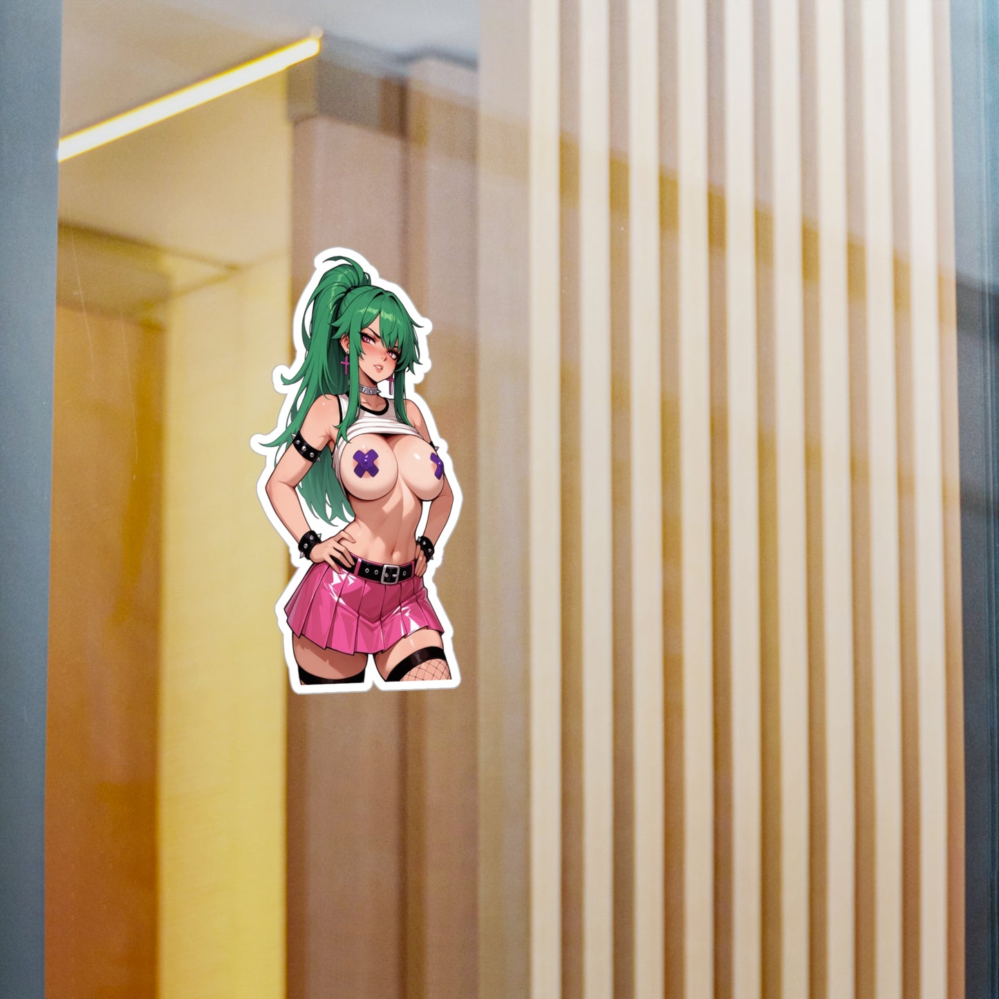 Busty PunkGirl Waifu002 - Anime Waifu DieCut Stickers