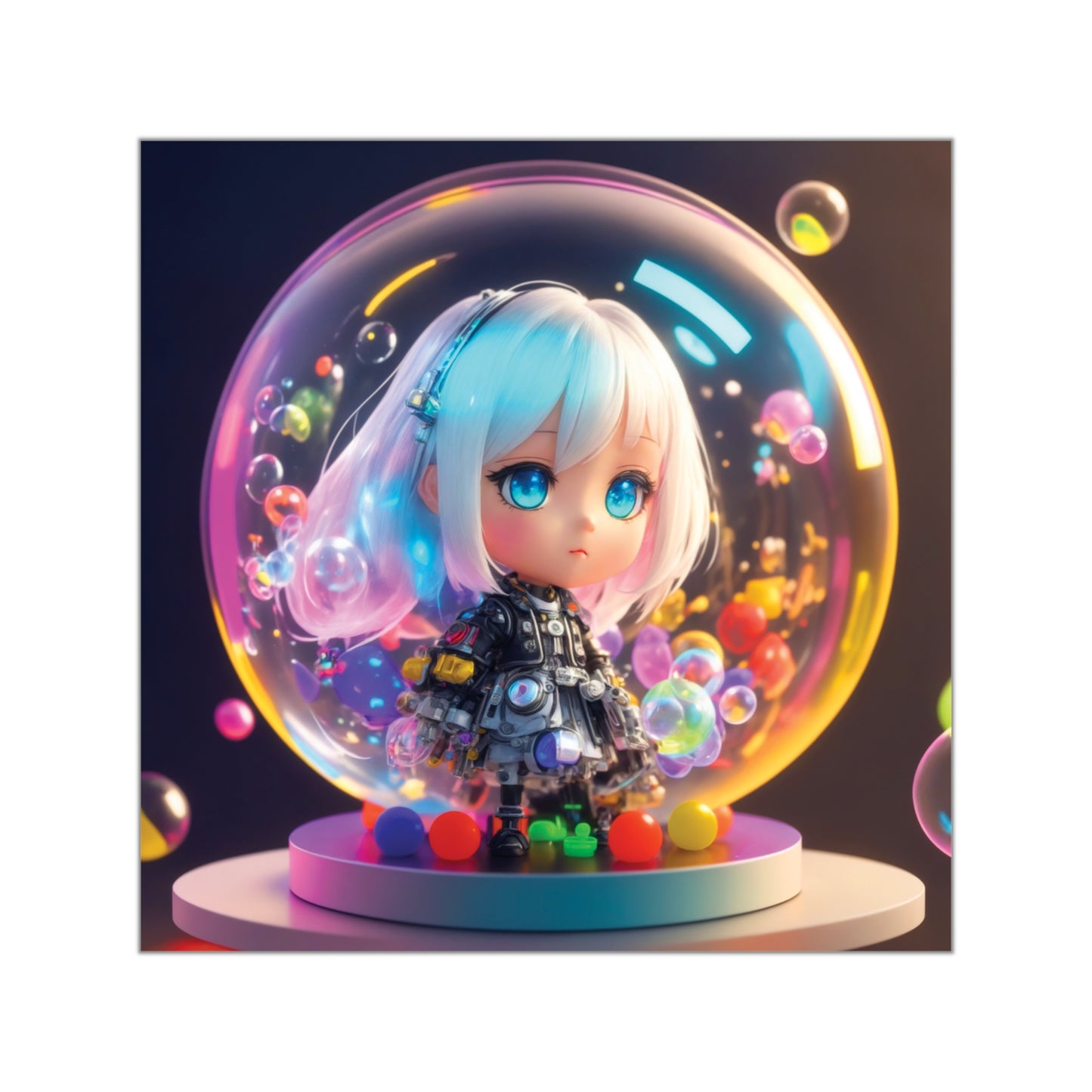 Kawaii Bubble004 - Square Vinyl Stickers