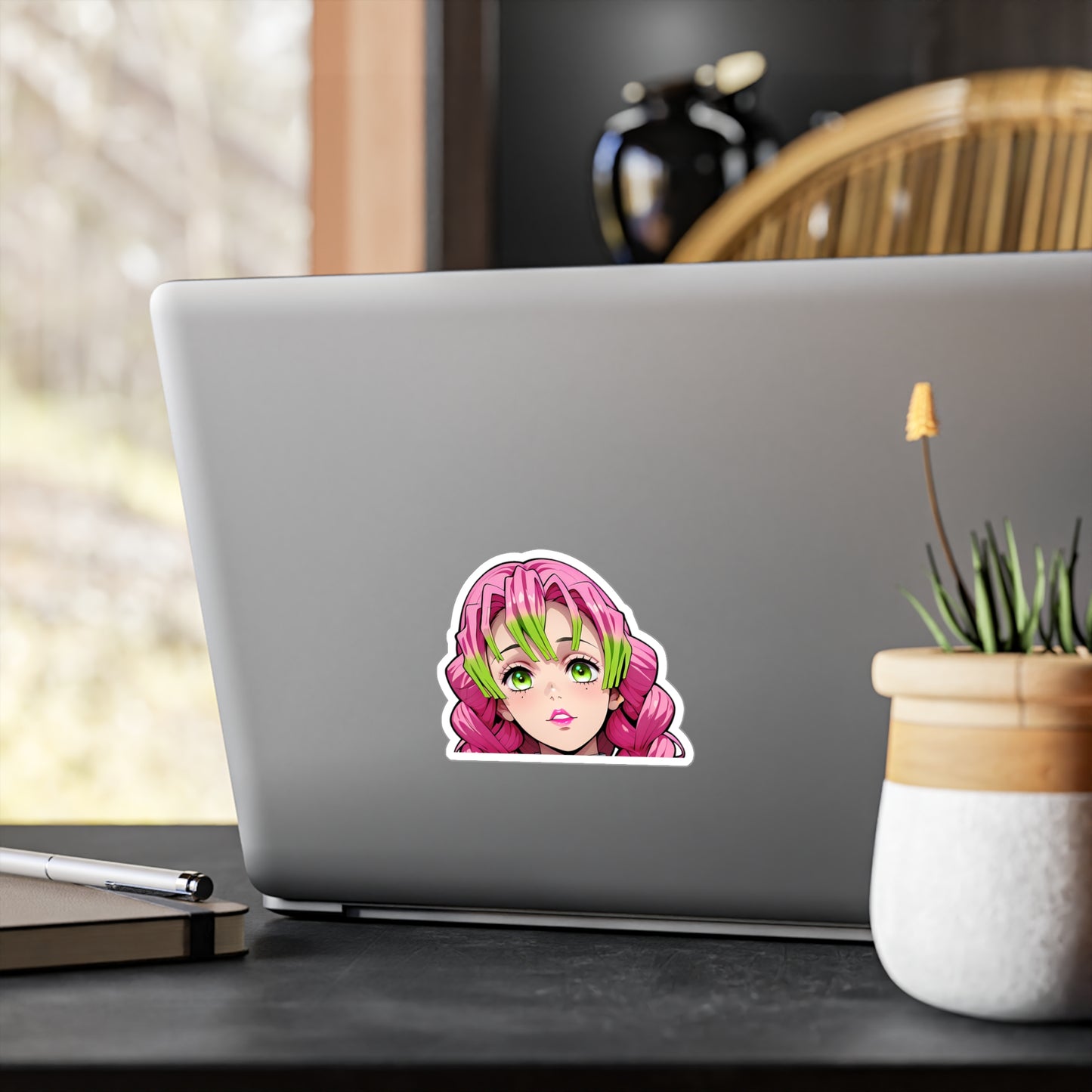 Mitsuri Kanroji002 Peeker - Demon Slayer Waifu - Kiss-Cut Vinyl Decals