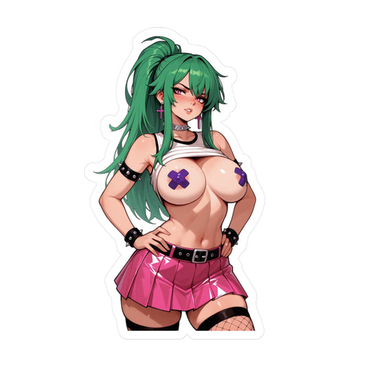 Busty PunkGirl Waifu002 - Anime Waifu DieCut Stickers