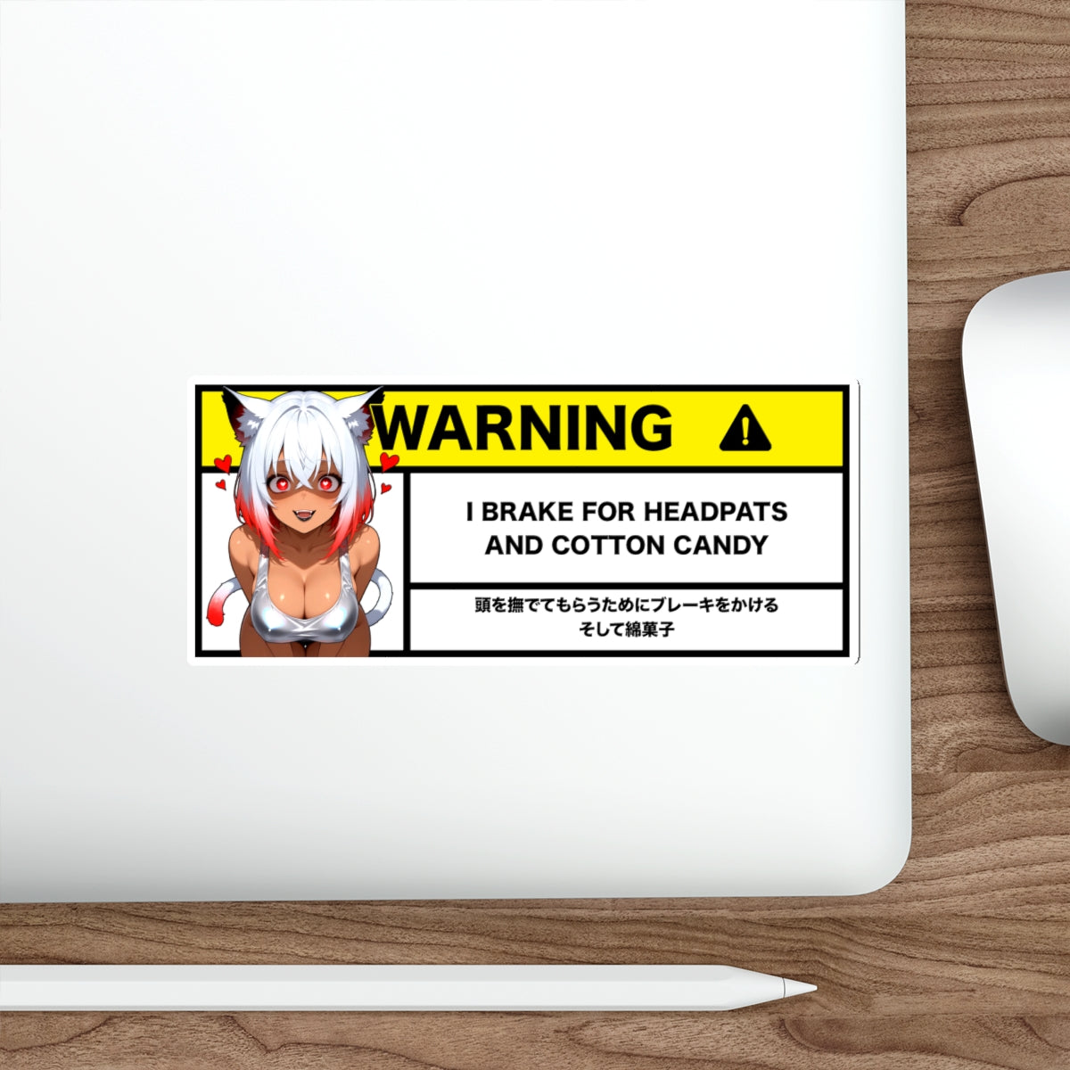 I Brake For Head Pats | Anime Warning Stickers | Otaku Car and Laptop Decals