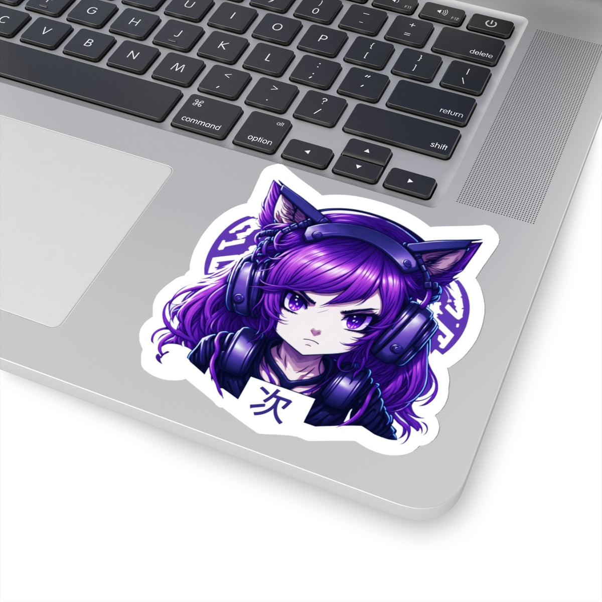 Purple Anime Gamer Girl Kiss-Cut Stickers