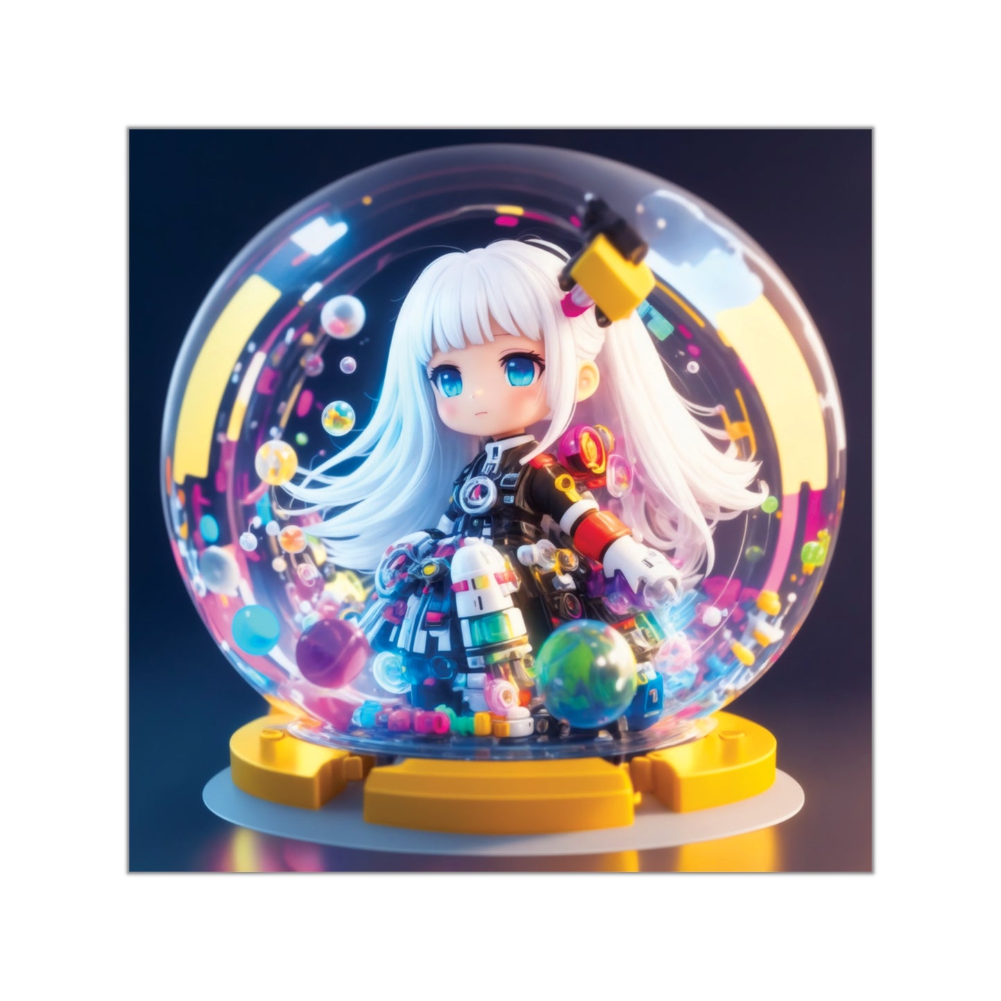 Kawaii Bubble007 - Square Vinyl Stickers