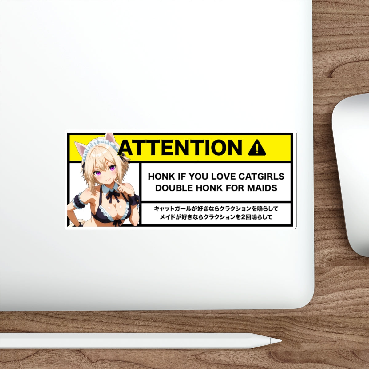 Honk If you Love CatGirls | Anime Warning Stickers | Otaku Car and Laptop Decals