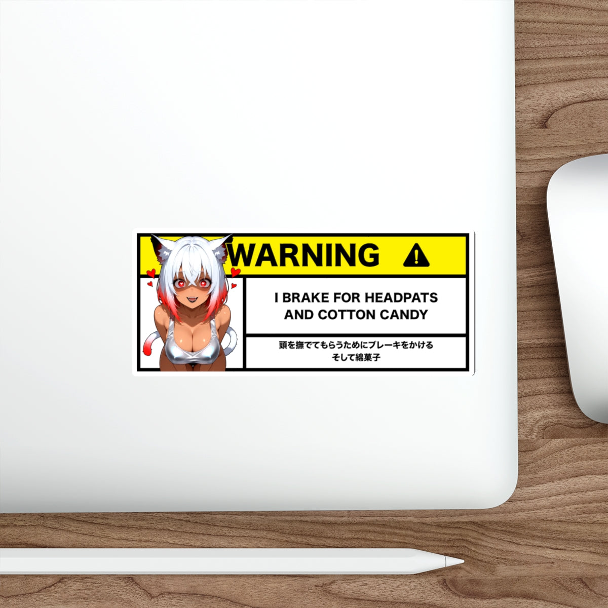 I Brake For Head Pats | Anime Warning Stickers | Otaku Car and Laptop Decals